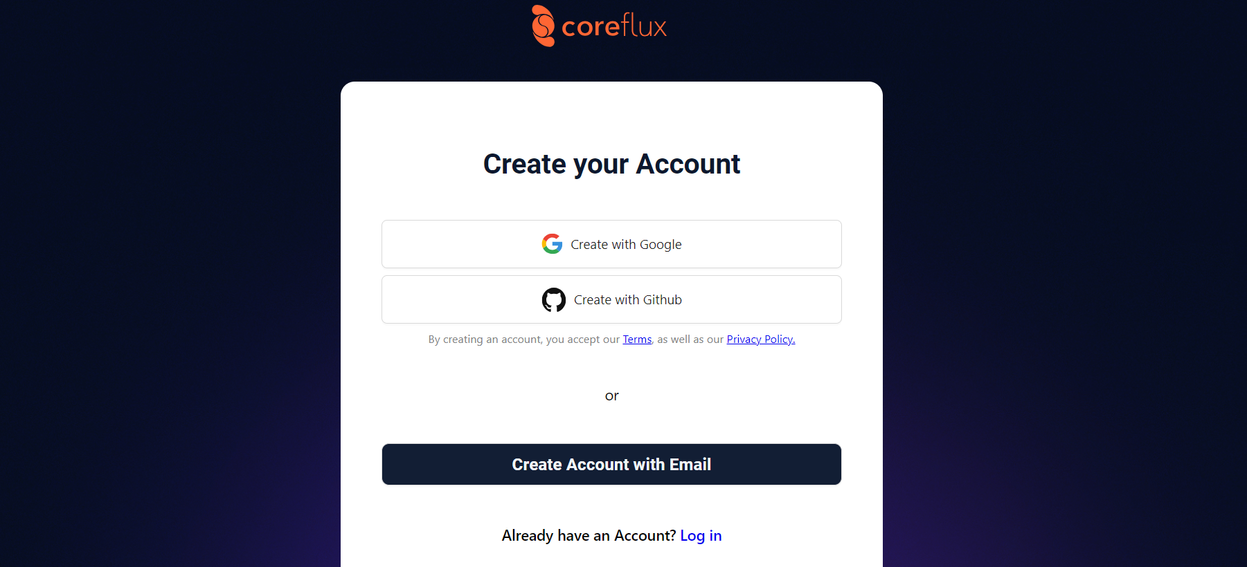 Sign up for a Coreflux Cloud account