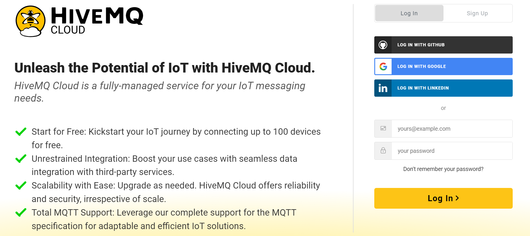 HiveMQ Cloud Sign-Up